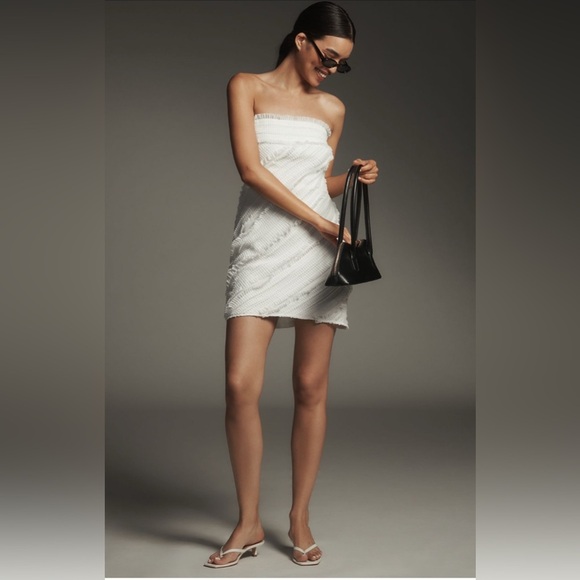 Anthropologie ENDLESS ROSE STRAPLESS TEXTURED FITTED MINI DRESS NWT - Picture 1 of 11